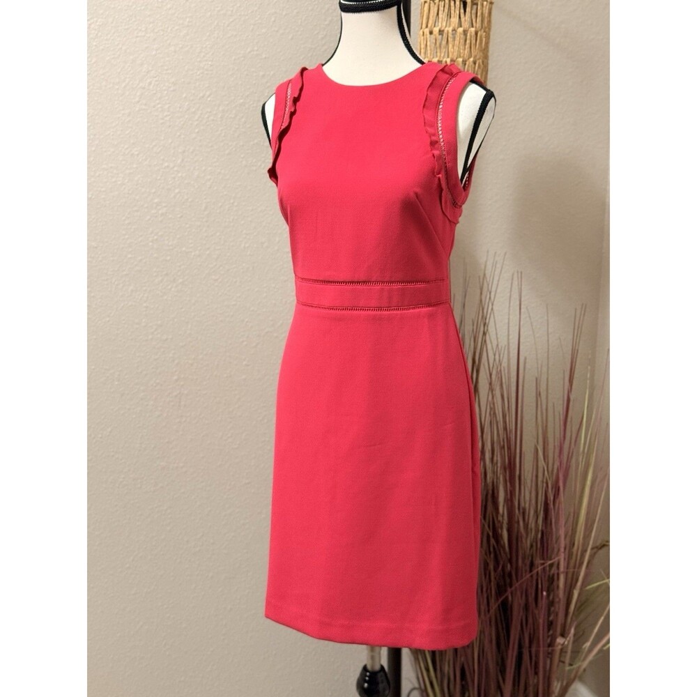 Ann Taylor Petite Dress Size 2P Pink Berry Sleeveless Lined Sheath EUC
